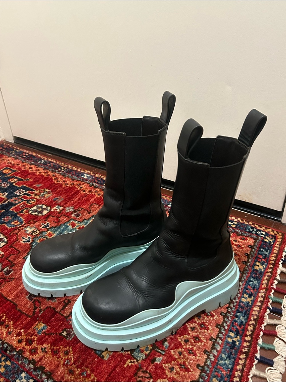 Bottega Veneta tire military boots skyblue. Size 9.